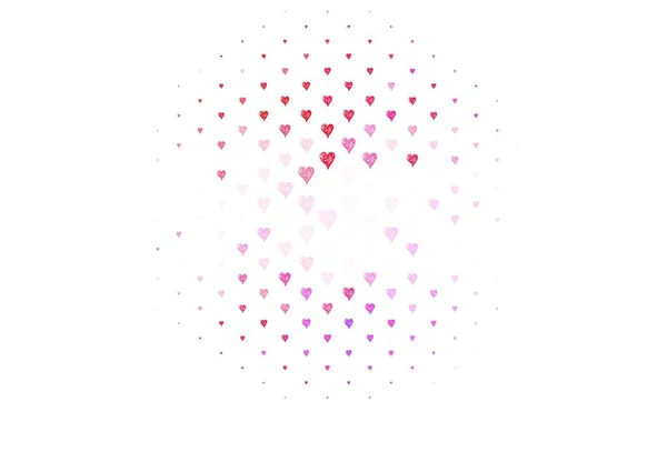 Ανοιχτό Ροζ Κόκκινο Διάνυσμα Πρότυπο Doodle Καρδιές Διακοσμητικό Σχέδιο Καρδιές — Διανυσματικό Αρχείο
