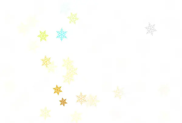 Светло Зеленый Желтый Векторный Узор Снежинками Звездами Красочный Декоративный Дизайн — стоковый вектор