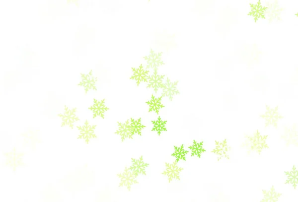Xmas雪片 星とライトグリーンベクトルの背景 グラデーション状の結晶氷の形をした抽象的なイラストをキラキラ 元日チラシの基本部分 — ストックベクタ