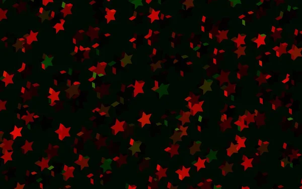 Dunkelgrüne Rote Vektorstruktur Mit Schönen Sternen Verschwommenes Dekoratives Design Einfachen — Stockvektor