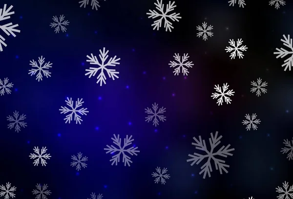 Azul Escuro Padrão Vetorial Vermelho Com Flocos Neve Natal Estrelas —  Vetores de Stock