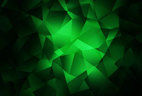 ダークグリーンベクトル三角形モザイク背景 エレガントな三角形で抽象的なイラストをキラキラ 背景のテクスチャパターン — ストックベクタ