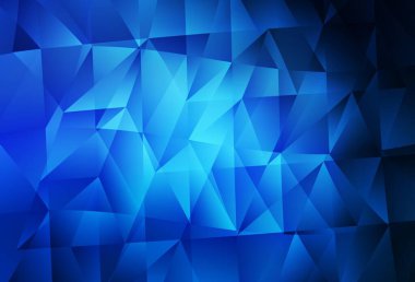 Koyu mavi vektör dokusu üçgen biçiminde. Renkli üçgenlerin olduğu bir resim. Broşürler, broşürler için desen