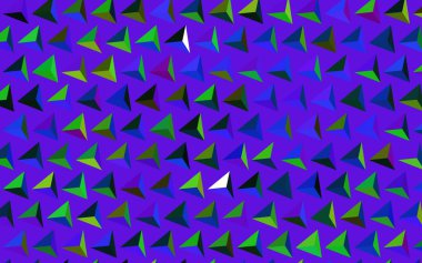 Kristalleri ve üçgenleri olan koyu renkli vektör şablonu. Üçgen şekilli ışıltılı soyut çizimler. Web siteniz için basit tasarım.