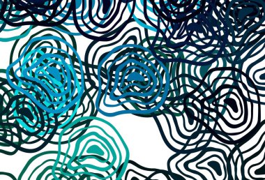 Açık mavi, kıvrımlı çizgileri olan yeşil vektör düzeni. Yaratıcı illüstrasyon, yarım tonlu ve eğimli. Tasarımınız için tamamen yeni bir şablon.