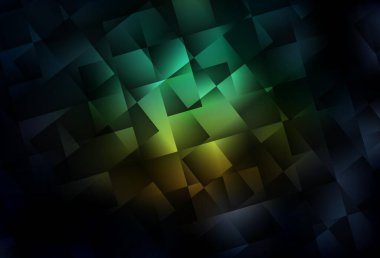 Koyu mavi, yeşil vektör üçgen mozaik doku. Çokgen biçiminde, gradyan ile renkli çizimler. Cep telefonunun arka planının şablonu.