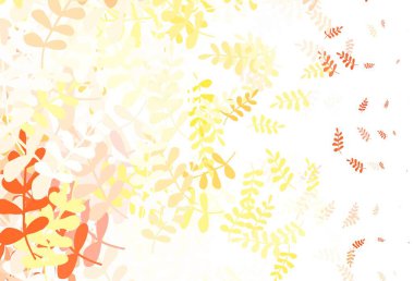 Hafif Turuncu vektör çizimi. Yapraklarla karalama tarzında renkli çizimler. İşiniz için en iyi tasarım..