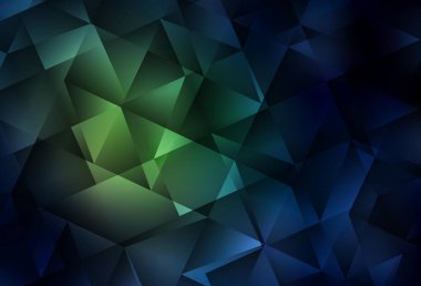 Koyu yeşil vektör mozaik arka plan. Zarif üçgenleri olan soyut çizimler. İşiniz için yepyeni bir tasarım..