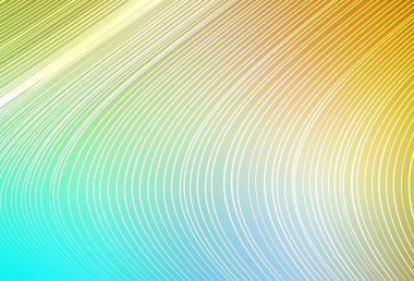 Açık mavi, renkli çizgileri olan sarı vektör dokusu. Bulanık arkaplanda gradyanı olan çizgiler. Reklamlar, posterler, afişler için desen.