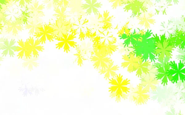 Ljusgrön Gul Vektor Klotter Mönster Med Blommor Glänsande Färgad Illustration — Stock vektor