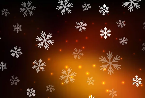Patrón Vectorial Naranja Oscuro Con Copos Nieve Navidad Estrellas Ilustración — Vector de stock