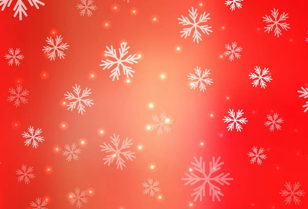 Light Red Vector Pattern Christmas Snowflakes Stars Colorful Decorative Design — Stock Vector