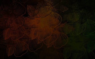 Koyu yeşil, çiçekli sarı vektör soyut tasarımı. Çiçeklerle bulanık şekilli yaratıcı çizimler. Ağ ve ambalaj için elle boyanmış tasarım.