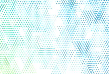 Açık mavi, kristalli yeşil vektör şablonu, daireler. Çemberler ve üçgenlerle soyut gradyan çizimi. Broşürler, broşürler için desen