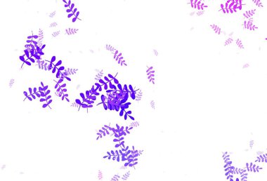 Açık Mor, yapraklı pembe vektör soyut deseni. Parlak renkli çizimler ve karalama tarzında yapraklar. Çocuk kitapları için renkli desen.