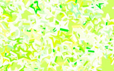 Açık yeşil, güzel yıldızlı sarı vektör dokusu. Soyut şablondaki yıldızlarla dekoratif parlak illüstrasyon. Astroloji web siteleri için desen.