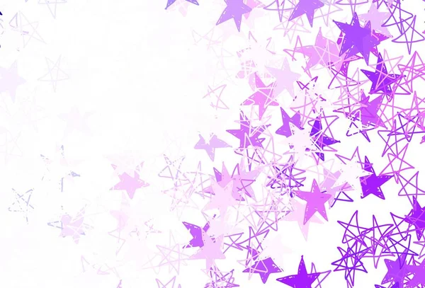 小さな星や大きな星で明るい紫色のベクトル背景 星とシンプルなスタイルで輝く装飾的なデザイン 天文学ウェブサイトのパターン — ストックベクタ