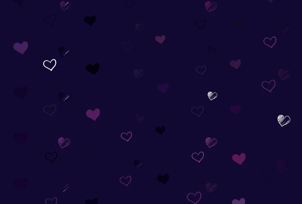 Light Purple Vektor Hintergrund Mit Herzen Schöne Farbige Illustration Mit — Stockvektor