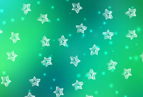 Parlak Yıldızlı Açık Yeşil Vektör Düzeni Bulanık Dekoratif Dizayn Yıldızlı — Stok Vektör