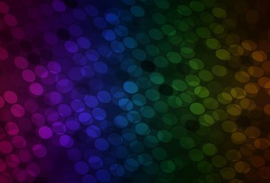 Daireli koyu renkli vektör şablonu. Parlak renkli soyut çemberlerin olduğu bir resim. Duvar kağıtlarının dokusu için desen.