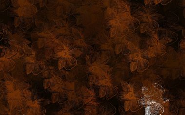 Koyu kahverengi vektör çiçekli arkaplan çizer. Beyaz arka planda gradyanı olan çiçekler. Çocuk kitapları için renkli desen.