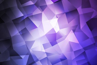 Koyu mor vektör üçgen arkaplan. Üçgenlerden oluşan parlayan çokgen çizimler. Broşürünüz için yepyeni bir tasarım..