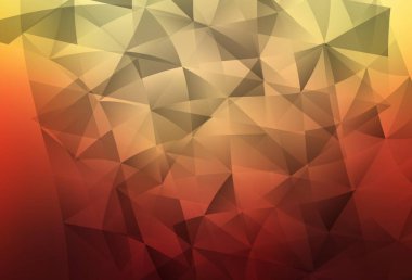 Açık Kırmızı, sarı vektör arkaplanı ve çokgen tarzı. Soyut üçgenli dekoratif tasarım. İniş sayfası için modern şablon.