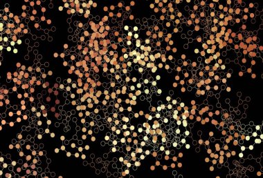 Koyu turuncu vektör arka planı ve yapay zeka formları. Parlak renkli bir illüstrasyon ve yapay zekanın gerçek yapısı. Poster ve teknoloji sembolü.