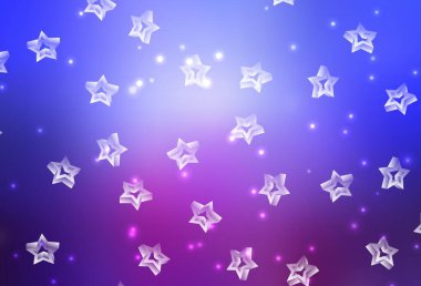 Açık mavi, gökyüzü yıldızlı kırmızı vektör şablonu. Bulanık dekoratif dizayn yıldızlı basit bir stilde. Kozmik arkaplanlar için şablon.