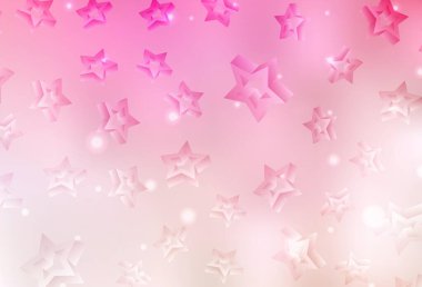 Açık Pembe, gökyüzü yıldızlı sarı vektör şablonu. Bulanık arkaplanda gradyanı olan yıldızlar. Astronomi web siteleri için desen.