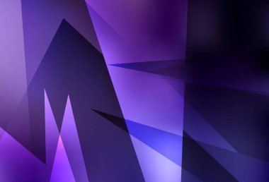 Çizgileri ve üçgenleri olan koyu mor vektör arkaplanı. Renkli üçgenlerin olduğu bir resim. Duvar kağıtları için zarif tasarım.