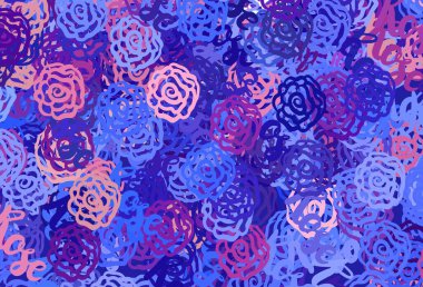 Açık mavi, kaotik şekilli kırmızı vektör şablonu. Modern tarzda değişen renkli kaotik formlar. Kartvizitiniz için modern tasarım.