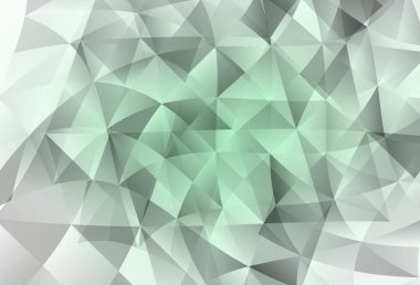 Üçgenli açık yeşil vektör arkaplanı. Soyut arkaplanda renkli eğimli üçgenler. Bir cep telefonu için arka plan.