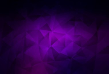 Çizgileri ve üçgenleri olan koyu mor vektör düzeni. Soyut arkaplanda renkli eğimli üçgenler. Bir cep telefonu için arka plan.