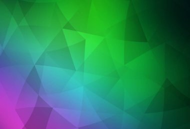 Açık Pembe, Yeşil Vektör Mozaik Şablonu. Gradyanı olan zarif parlak çokgen çizimi. İş tasarımınız için yepyeni bir tarz.