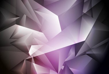 Koyu mor, kristalli pembe vektör şablonu, üçgenler. Soyut üçgenli dekoratif tasarım. Broşürler, broşürler için desen