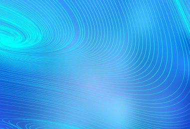 Bükülmüş çizgileri olan açık mavi vektör deseni. Basit çizgilerle renkli gradyan çizimi. Web siteniz için soyut tasarım.