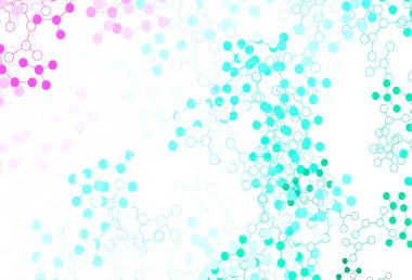 Açık yeşil, kırmızı vektör arkaplan ve yapay zeka formları. Yapay zekanın bağlantı ve noktalarıyla soyut illüstrasyon. Bilim için desen, geleceksel tasarımlar..