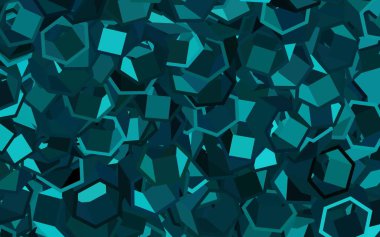 Altıgen şeklinde koyu yeşil vektör şablonu. Bulanık arkaplanda renkli altıgenler. Reklamınız için bir kalıp, kitapçıklar.