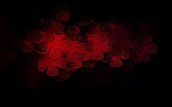 Tmavě Červená Vektorová Kresba Stromy Větvemi Barevná Ilustrace Květinami Stylu — Stockový vektor