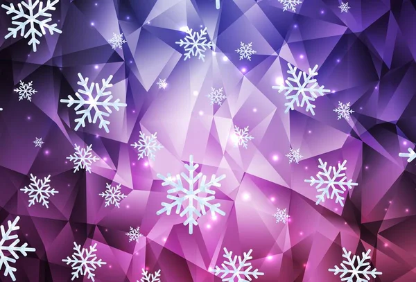 Hellviolette Rosa Vektortextur Mit Farbigen Schneeflocken Sternen Leuchtend Bunte Illustration — Stockvektor