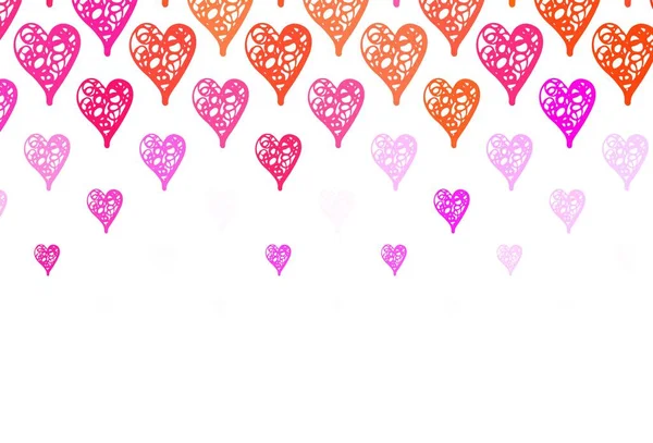 Rosa Claro Textura Vectorial Roja Con Corazones Encantadores Diseño Decorativo — Vector de stock