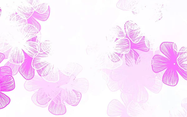 Light Purple Pink Vector Doodle Διάταξη Λουλούδια Λουλούδια Κλίση Λευκό — Διανυσματικό Αρχείο