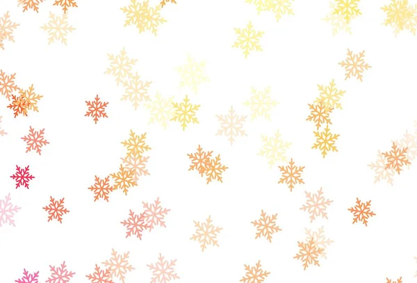 Light Orange Vector Background Xmas Snowflakes Stars Glitter Abstract Illustration — Stock Vector