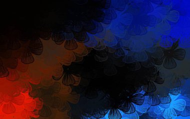 Koyu mavi, sarı vektör karalama dokusu ağaçlar, dallar. Beyaz arka planda gradyanı olan çiçekler. Duvar kağıdı tasarımınız için yeni bir doku.