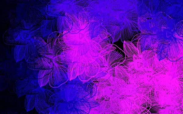 Темно Фіолетовий Рожевий Векторний Каракулевий Візерунок Квітами Сучасна Абстрактна Ілюстрація — стоковий вектор