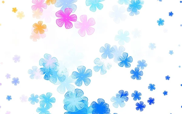 浅蓝色 红色矢量自然艺术品与花卉 色彩斑斓的图画中闪烁着花朵 手绘网页设计 — 图库矢量图片