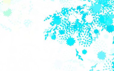 Açık mavi, sarı vektör soyut tasarımı ve beyaz arkaplanda çiçeklerin dekoratif tasarımı. Web siteniz için Doodle tasarımı.