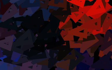 Koyu mavi, kırmızı vektör şablonu, kristaller, üçgenler. Üçgenli soyut gradyan çizimi. Kartvizitiniz için modern tasarım.