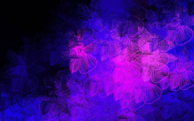 Koyu mor vektör çizim şablonu. Çiçekli. Çiçeklerle bulanık şekilli yaratıcı çizimler. İş tasarımınız için yepyeni bir tarz.